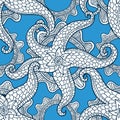 Vector illustration with sea stars. Abstract seamless pattern. Royalty Free Stock Photo